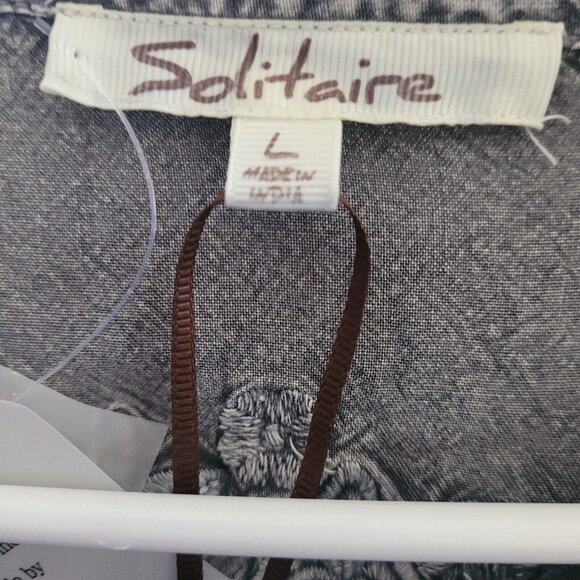 Solitaire Peasant Top Womens Size Large Tunic Bohemian Long Sleeve Embroidered - Picture 3 of 8